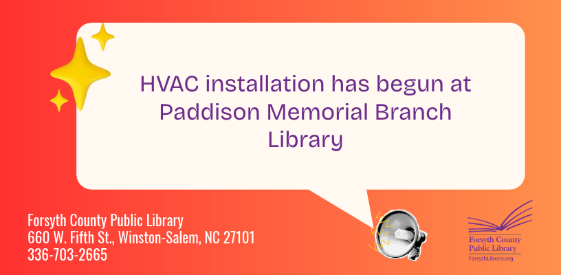 HVAC installation at Paddison Memorial Branch began Monday, Sept. 21